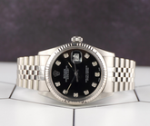 Rolex 36mm Datejust Steel Fluted Jubilee Black Dial Watch 16014